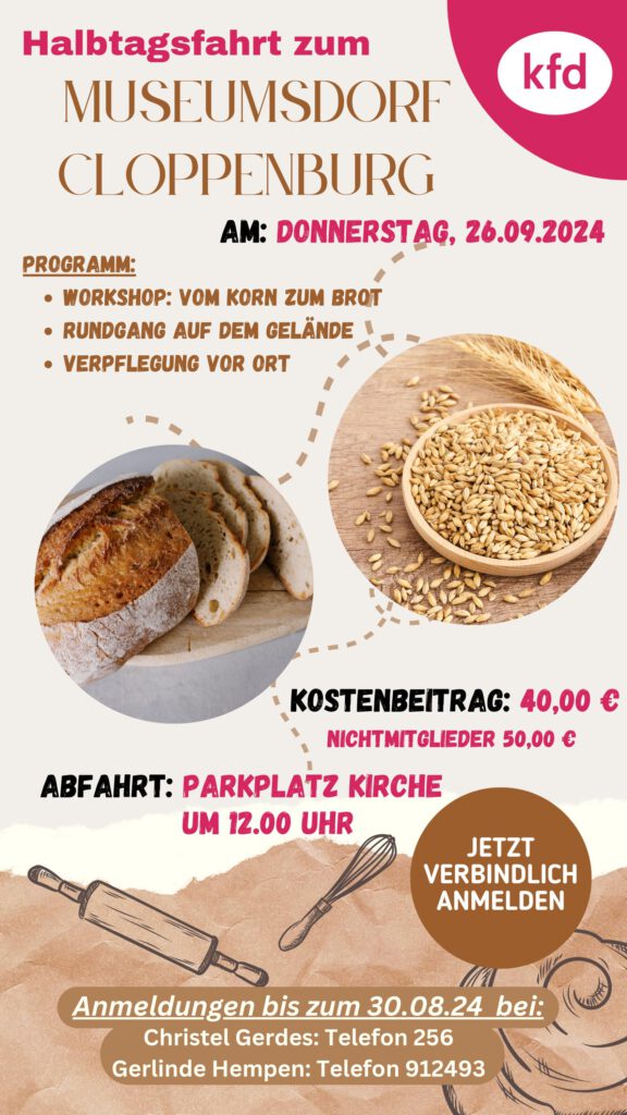 Flyer KFD Fahrt zum Museumsdorf Cloppenburg