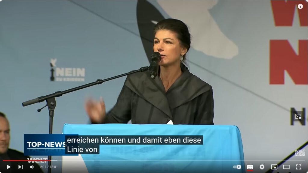 Sahra Wagenknecht auf der Friedensdemo 3. Oktober 2024