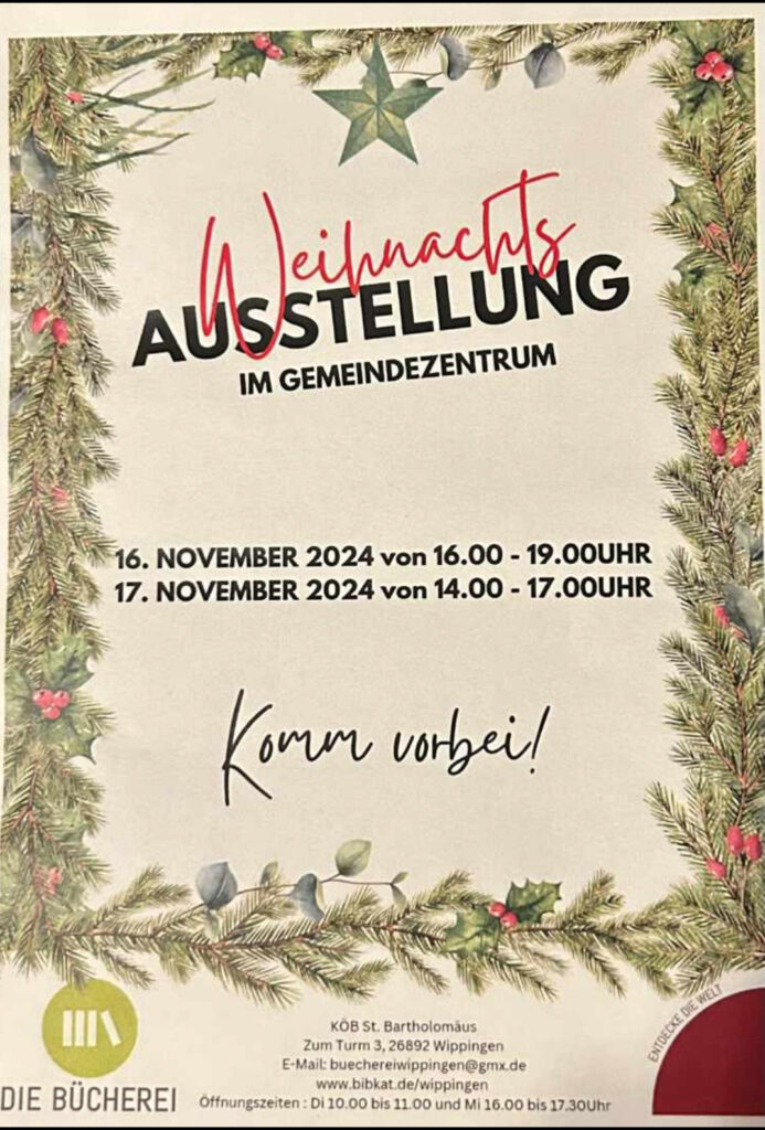 Flyer zur Weihnachtsausstellung der Bücherei