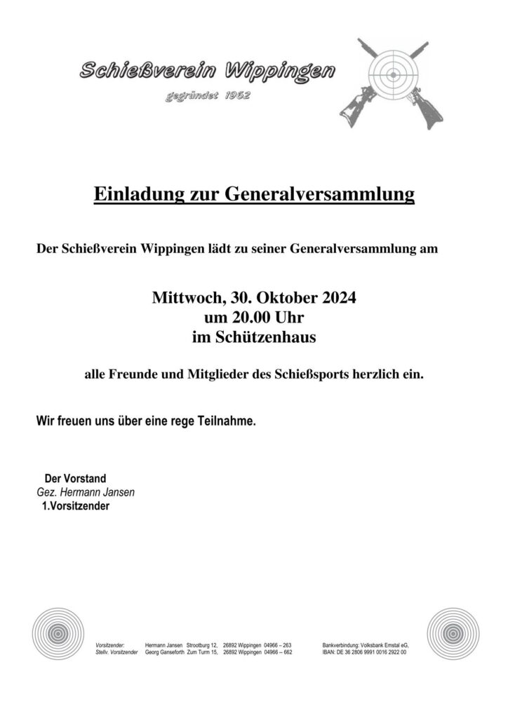 Flyer Generalversammlung Schießverein