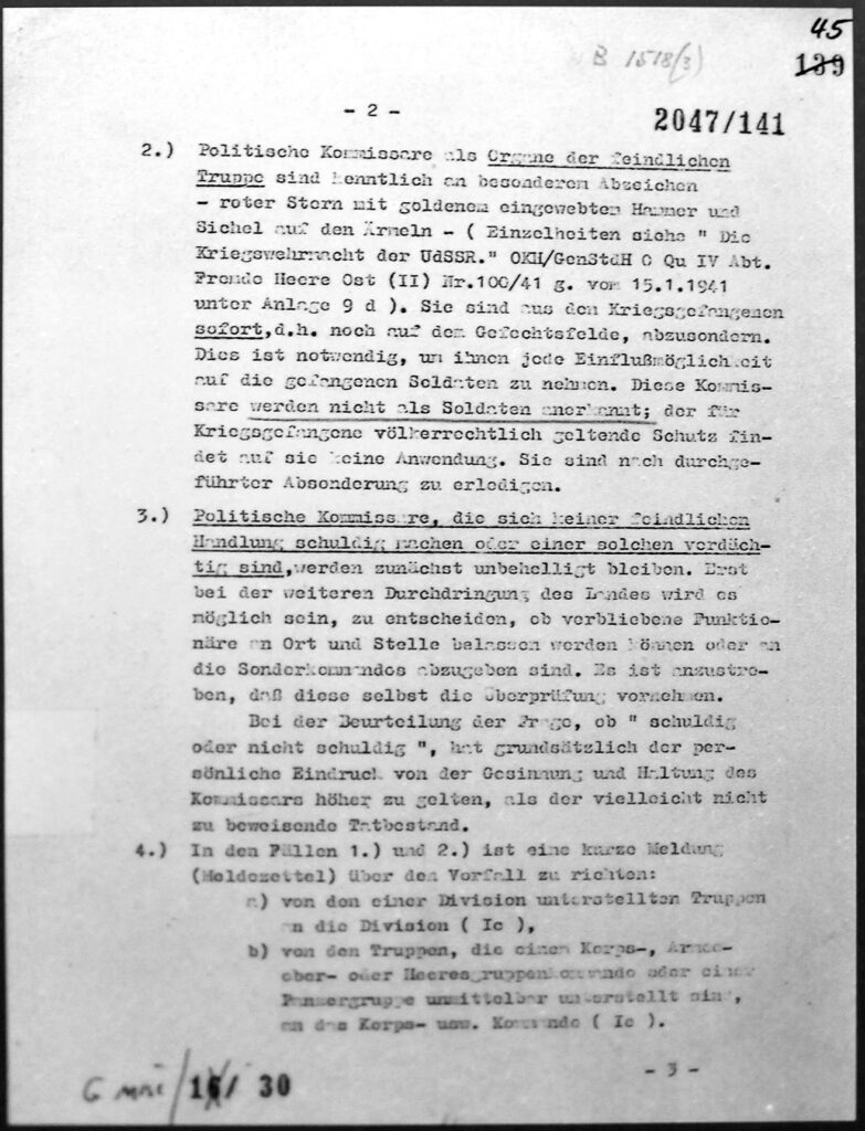 2. Seite des Kommissarbefehls vom 06.06.1941