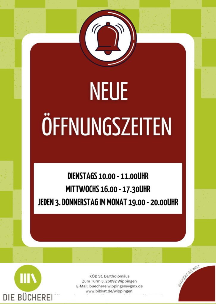 Flyer Bücherei Öffnungszeiten 03/2025